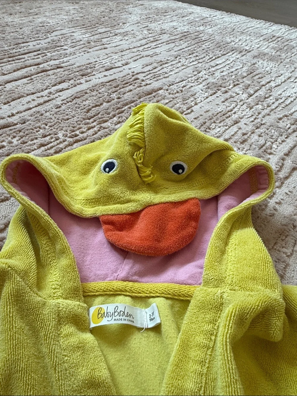 Baby Boden Yellow Duck Hooded Poncho Towel Size 2-3 Years